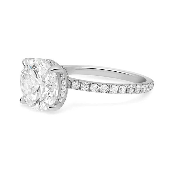 3.49Cttw Round Cut Lab Grown & Natural Diamond Engagement Ring 18K White Gold - Picture 3 of 5